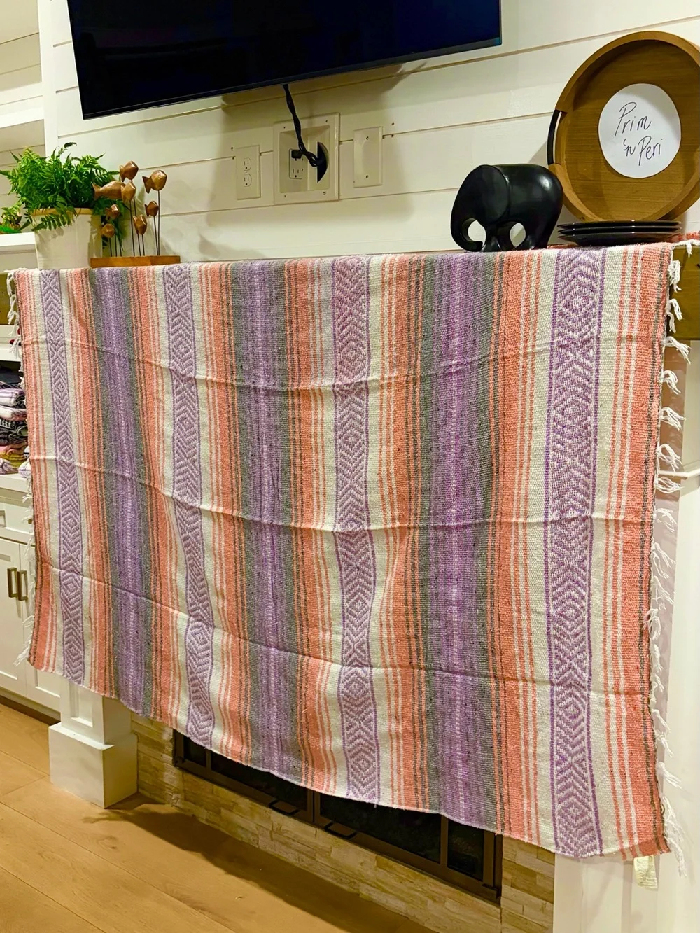 Mexican Falsa Blanket – Woven Striped Serape Throw with Fringe